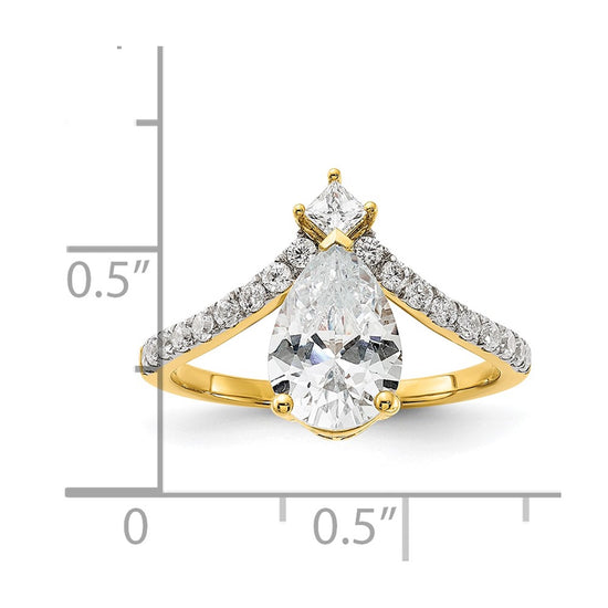 14k Asymmetric (Holds 1.5 carat (10x6.4mm) Pear Center) 1/2 carat Diamond Semi-Mount Engagement Ring