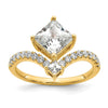 14k Asymmetric (Holds 1.5 carat (6.5mm) Princess Center) 1/2 carat Diamond Semi-Mount Engagement Ring