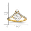 14k Asymmetric (Holds 1.5 carat (6.5mm) Princess Center) 1/2 carat Diamond Semi-Mount Engagement Ring