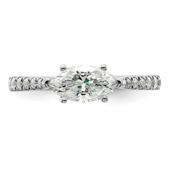 14k White Gold East West (Holds 3/4 carat (9.2x5.00mm) Marquise Center) 1/5 carat Diamond Semi-Mount Engagement Ring