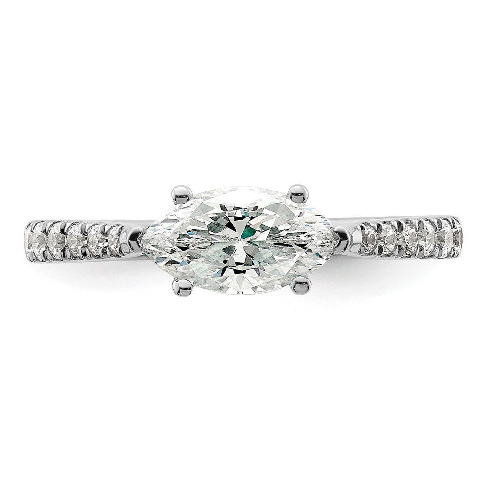14k White Gold East West (Holds 3/4 carat (9.2x5.00mm) Marquise Center) 1/5 carat Diamond Semi-Mount Engagement Ring
