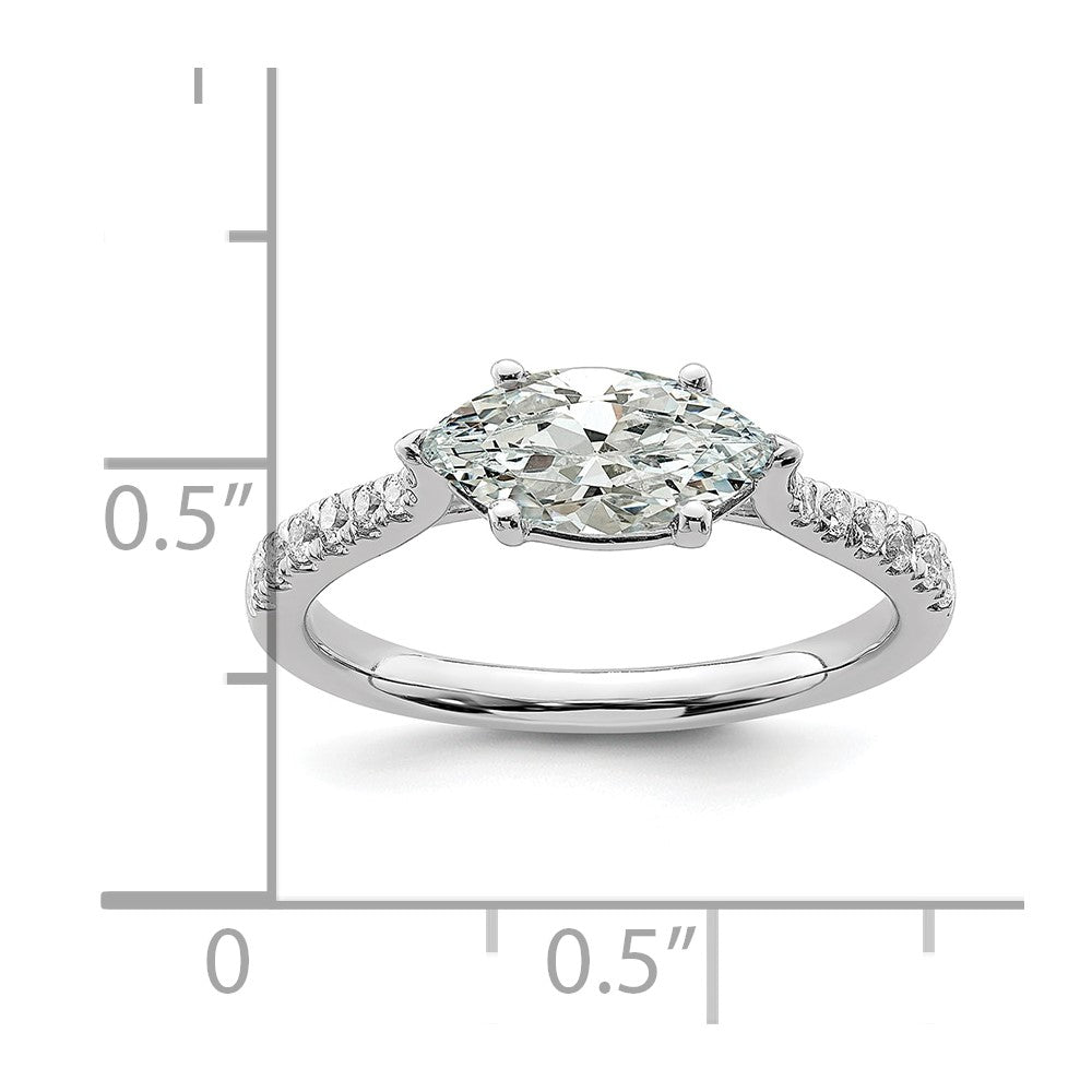 14k White Gold East West (Holds 3/4 carat (9.2x5.00mm) Marquise Center) 1/5 carat Diamond Semi-Mount Engagement Ring