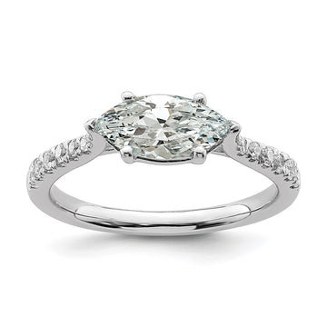 14k White Gold East West (Holds 3/4 carat (9.2x5.00mm) Marquise Center) 1/5 carat Diamond Semi-Mount Engagement Ring