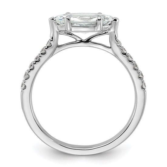 14k White Gold 1/5 carat Lab Grown Diamond VS/SI+ G+ 1 carat Center East-West Marquise Semi Mount Engagement Ring