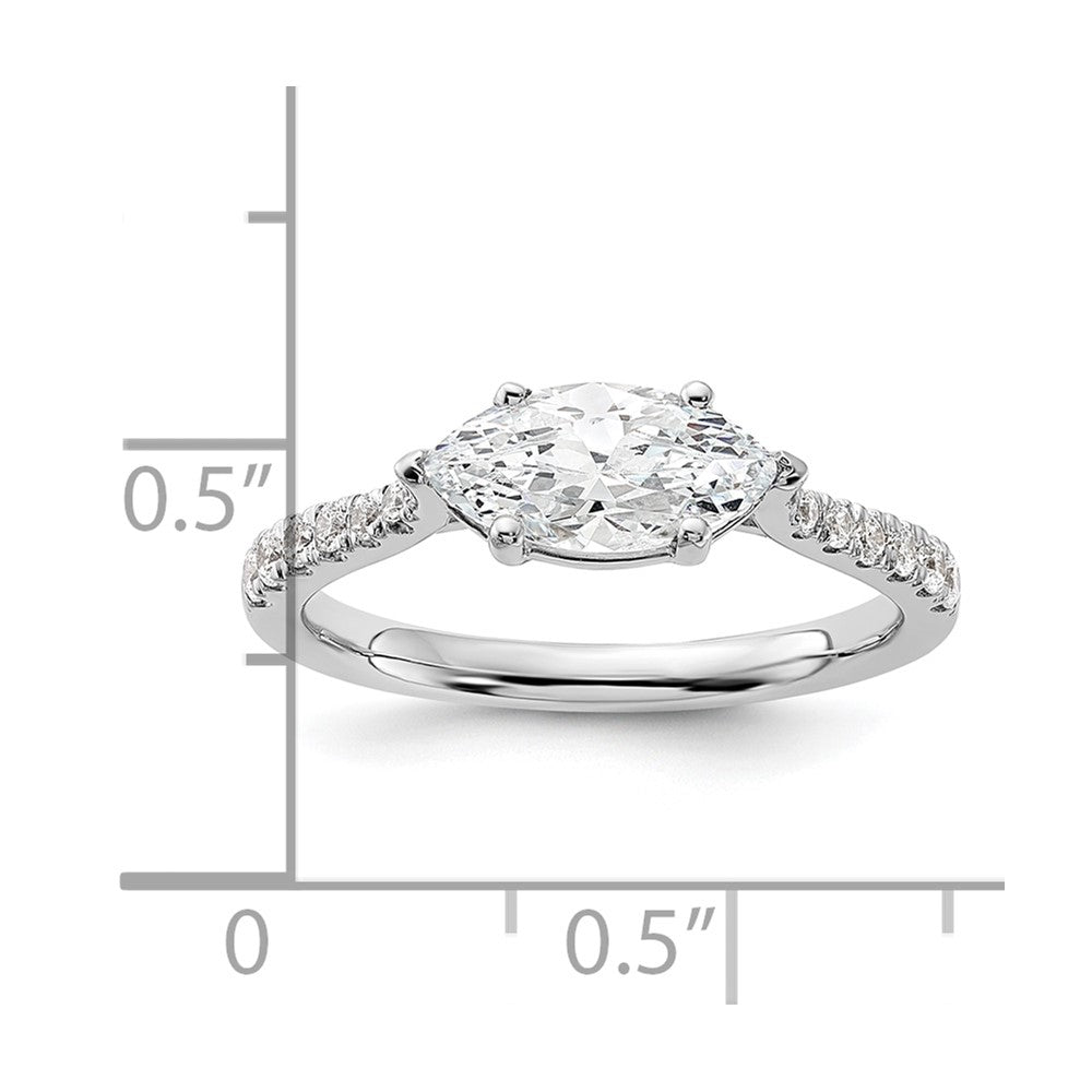 14k White Gold 1/5 carat Lab Grown Diamond VS/SI+ G+ 1 carat Center East-West Marquise Semi Mount Engagement Ring