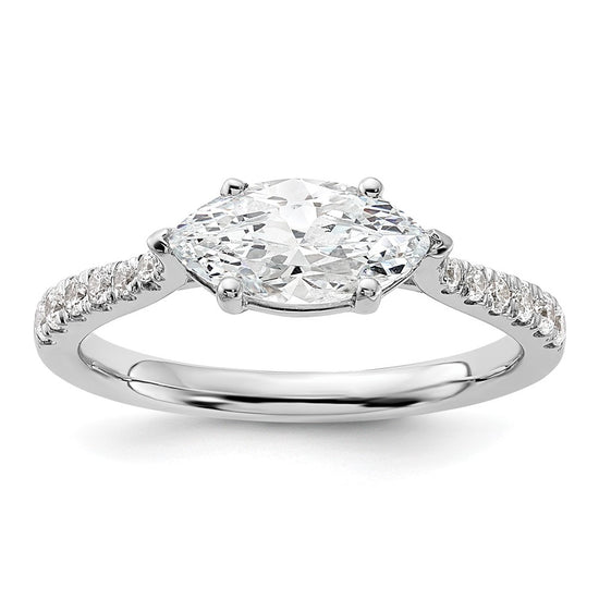 14k White Gold 1/5 carat Lab Grown Diamond VS/SI+ G+ 1 carat Center East-West Marquise Semi Mount Engagement Ring