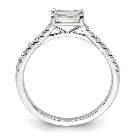14k White Gold East West (Holds 3/4 carat (6.1x4.5mm) Emerald-cut Center) 1/4 carat Diamond Semi-Mount Engagement Ring