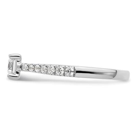 14k White Gold East West (Holds 3/4 carat (6.1x4.5mm) Emerald-cut Center) 1/4 carat Diamond Semi-Mount Engagement Ring