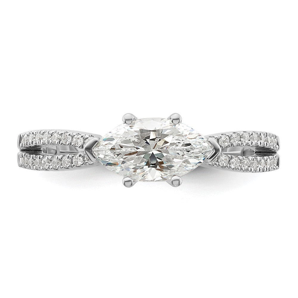 14k White Gold East West (Holds 3/4 carat (9.2x5.00mm) Marquise Center) 1/8 carat Diamond Semi-Mount Engagement Ring