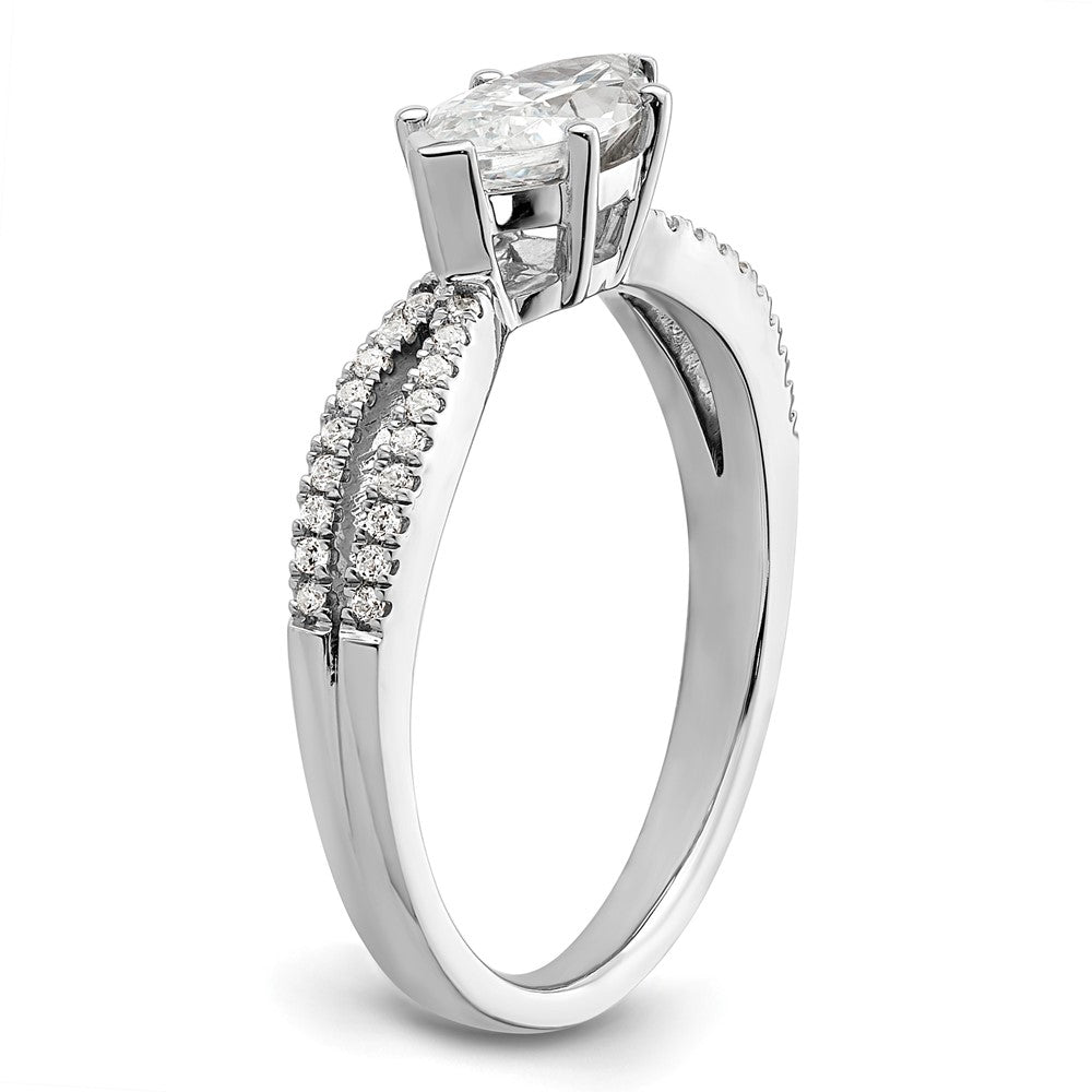 14k White Gold East West (Holds 3/4 carat (9.2x5.00mm) Marquise Center) 1/8 carat Diamond Semi-Mount Engagement Ring