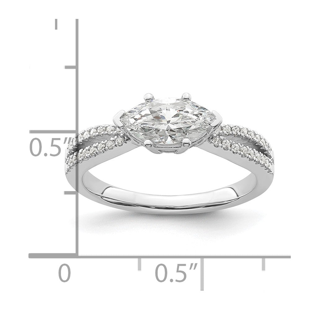 14k White Gold East West (Holds 3/4 carat (9.2x5.00mm) Marquise Center) 1/8 carat Diamond Semi-Mount Engagement Ring