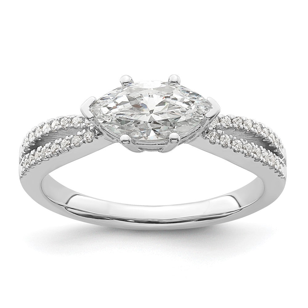 14k White Gold East West (Holds 3/4 carat (9.2x5.00mm) Marquise Center) 1/8 carat Diamond Semi-Mount Engagement Ring