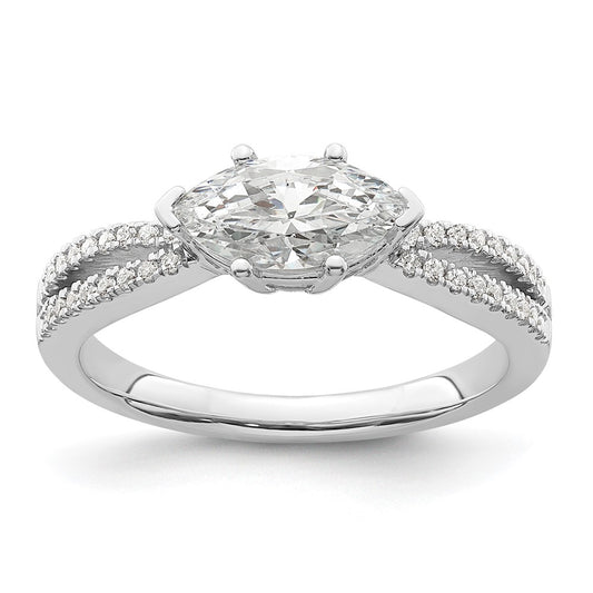 14k White Gold East West (Holds 3/4 carat (9.2x5.00mm) Marquise Center) 1/8 carat Diamond Semi-Mount Engagement Ring