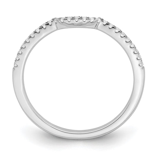14k White Gold 1/8 carat Diamond Contoured Complete Wedding Band