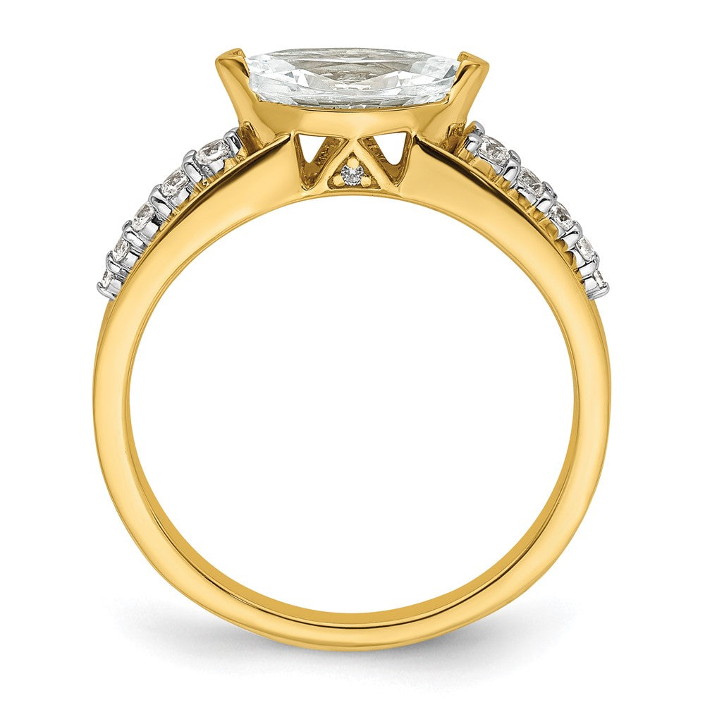 14k East West (Holds 3/4 carat (9.2x5.00mm) Marquise Center) 1/8 carat Diamond Semi-Mount Engagement Ring