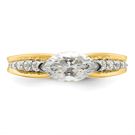 14k East West (Holds 3/4 carat (9.2x5.00mm) Marquise Center) 1/8 carat Diamond Semi-Mount Engagement Ring