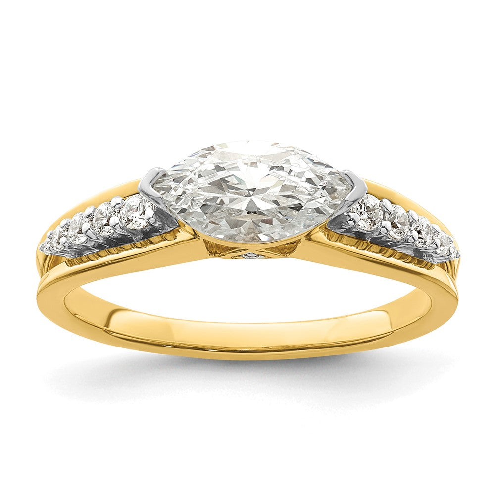 14k East West (Holds 3/4 carat (9.2x5.00mm) Marquise Center) 1/8 carat Diamond Semi-Mount Engagement Ring