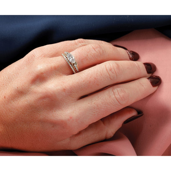 14k East West (Holds 1 carat (10.5x5.6mm) Marquise Center) 1/6 carat Diamond Semi-Mount Engagement Ring