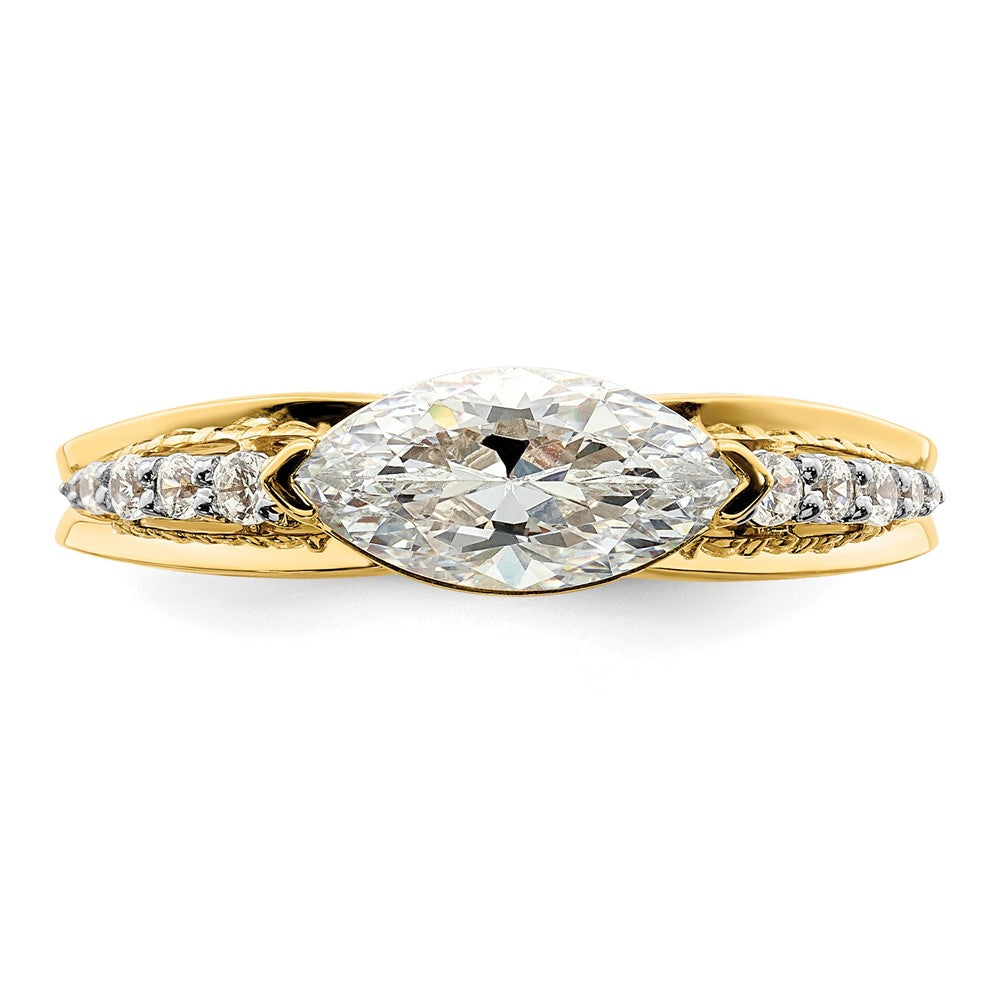 14k East West (Holds 1 carat (10.5x5.6mm) Marquise Center) 1/6 carat Diamond Semi-Mount Engagement Ring