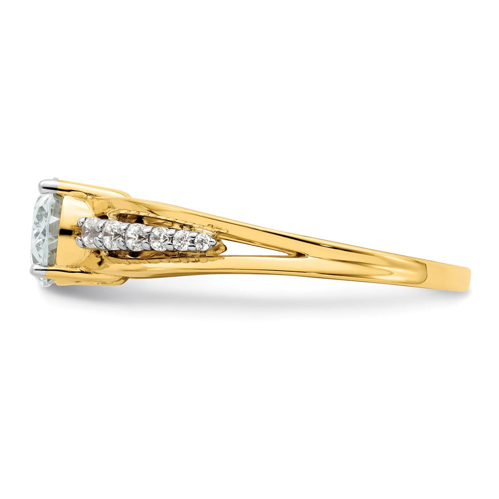 14k Two-tone 1/6 carat Lab Grown Diamond VS/SI+ G+ 1 carat Center Oval Semi Mount Engagement Ring