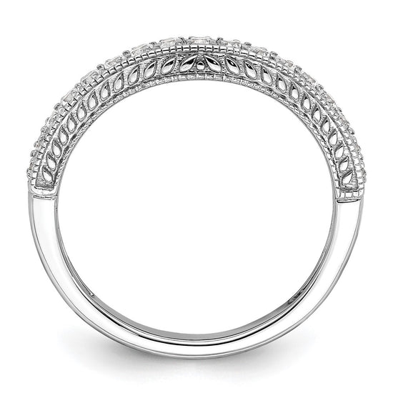14k White Gold 1/4 carat Diamond Contoured Complete Wedding Band