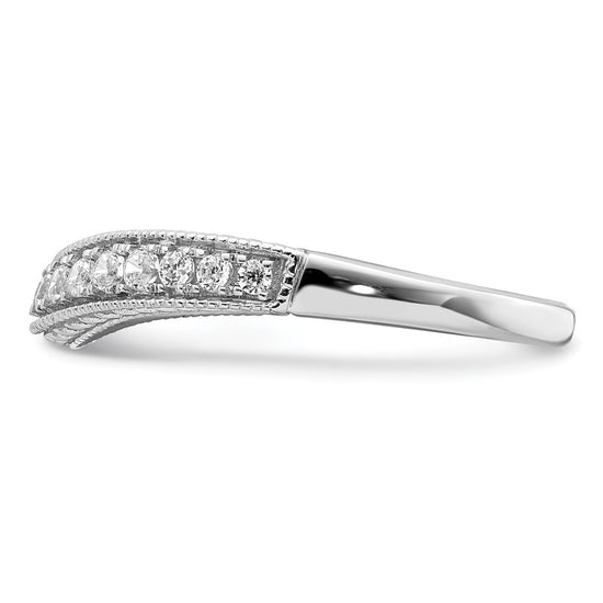 14k White Gold 1/4 carat Diamond Contoured Complete Wedding Band