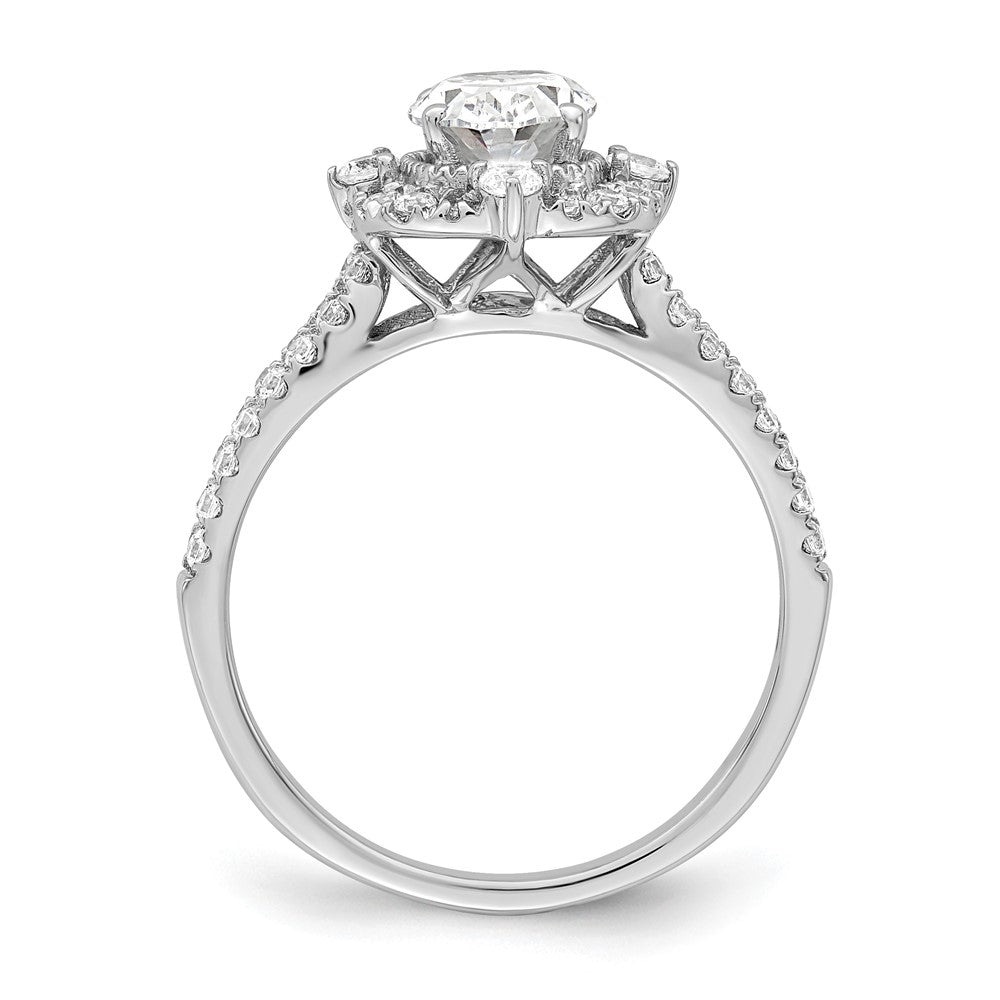 14k White Gold Vintage Halo (Holds 1 carat (8.0x6.1mm) Oval Center) 5/8 carat Diamond Semi-Mount Engagement Ring