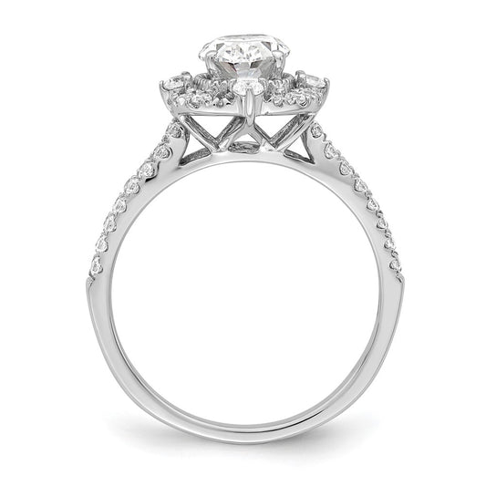 14k White Gold Vintage Halo (Holds 1 carat (8.0x6.1mm) Oval Center) 5/8 carat Diamond Semi-Mount Engagement Ring
