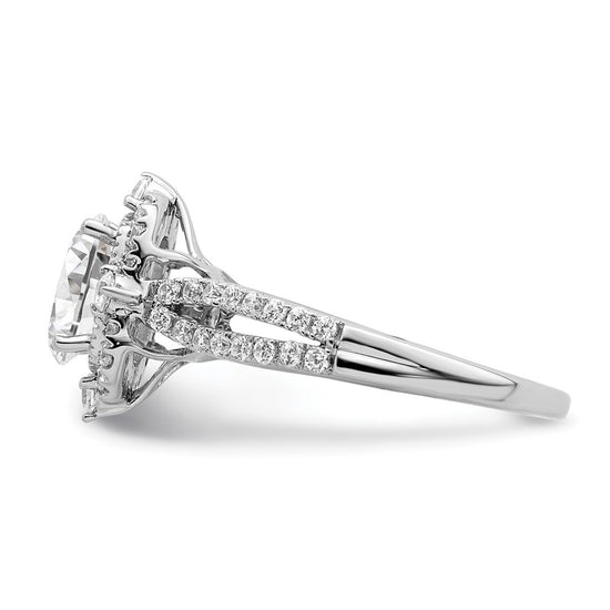 14k White Gold Vintage Halo (Holds 1 carat (8.0x6.1mm) Oval Center) 5/8 carat Diamond Semi-Mount Engagement Ring
