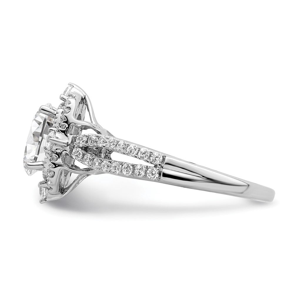 14k White Gold Vintage Halo (Holds 1 carat (8.0x6.1mm) Oval Center) 5/8 carat Diamond Semi-Mount Engagement Ring