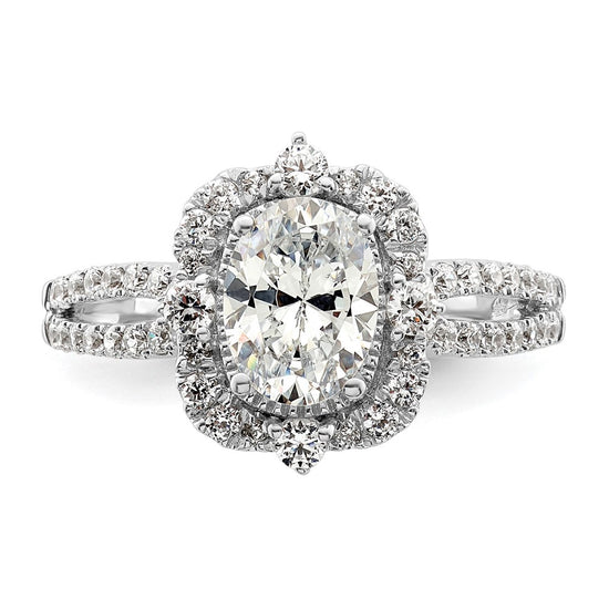14k White Gold Vintage Halo (Holds 1 carat (8.0x6.1mm) Oval Center) 5/8 carat Diamond Semi-Mount Engagement Ring