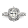 14k White Gold Vintage Halo (Holds 1 carat (8.0x6.1mm) Oval Center) 5/8 carat Diamond Semi-Mount Engagement Ring