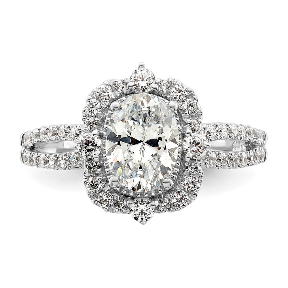 14k White Gold Vintage Halo (Holds 1 carat (8.0x6.1mm) Oval Center) 5/8 carat Diamond Semi-Mount Engagement Ring