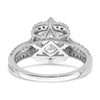 14k White Gold Vintage Halo (Holds 1 carat (6.9x5.2mm) Emerald-cut Center) 5/8 carat Diamond Semi-Mount Engagement Ring