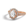 14k Rose Gold Vintage Halo (Holds 1 carat (8.0x6.1mm) Oval Center) 3/8 carat Diamond Semi-Mount Engagement Ring