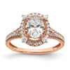14k Rose Gold Vintage Halo (Holds 1 carat (8.0x6.1mm) Oval Center) 3/8 carat Diamond Semi-Mount Engagement Ring