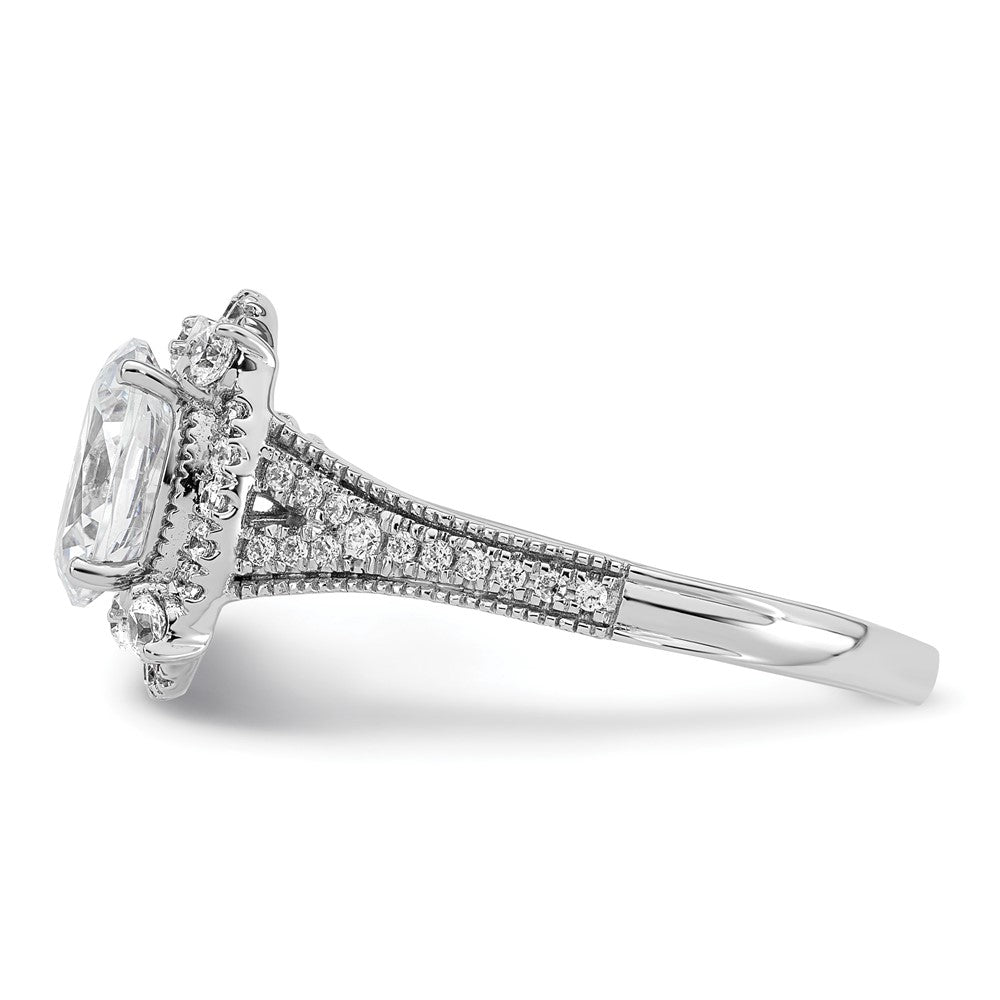 14k White Gold Vintage 1ct Oval Halo Dia Semi-Mount Ring