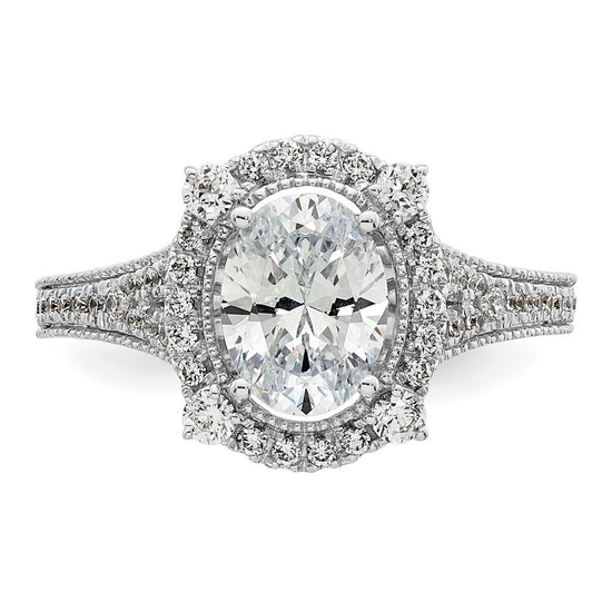 14k White Gold Vintage 1ct Oval Halo Dia Semi-Mount Ring