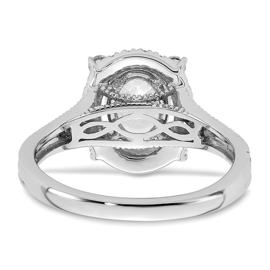 14k White Gold Vintage 1ct Oval Halo Dia Semi-Mount Ring