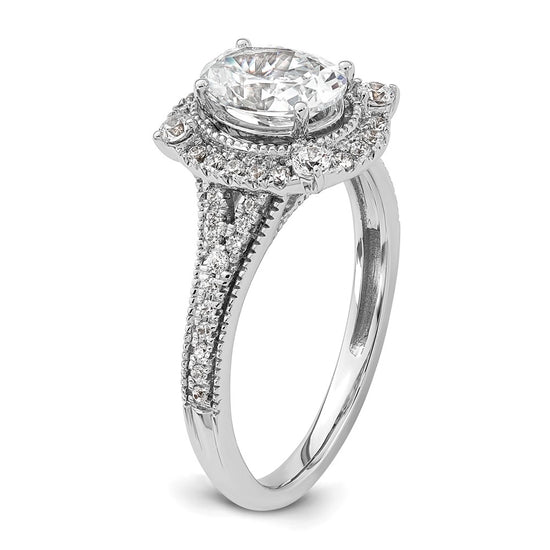 14k White Gold Vintage 1ct Oval Halo Dia Semi-Mount Ring