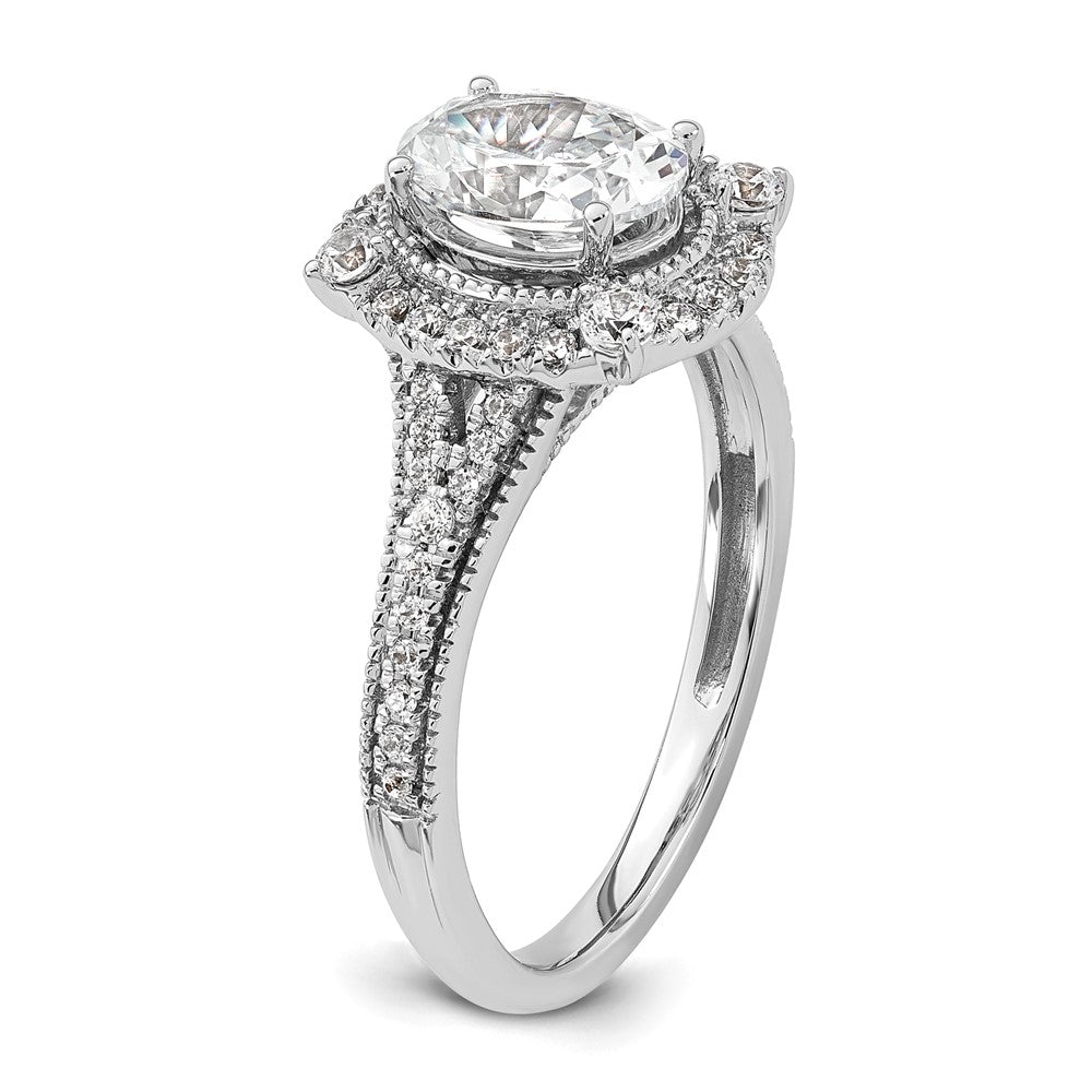 14k White Gold Vintage 1ct Oval Halo Dia Semi-Mount Ring