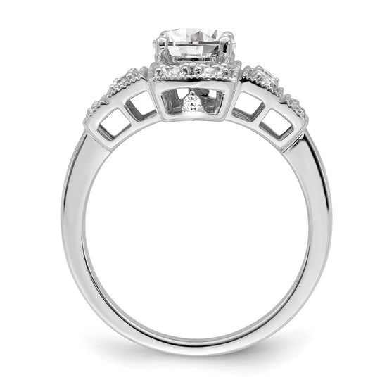 14k White Gold Art Deco (Holds 5/8 carat (5.6mm) Round Center) 1/3 carat Diamond Semi-mount Engagement Ring