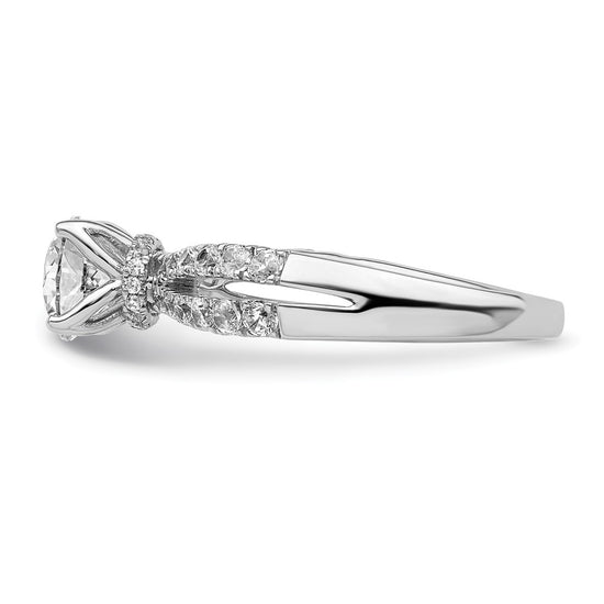 14k White Gold 5/8 carat Lab Grown Diamond VS/SI+ G+ 1 carat Center Round Semi Mount Engagement Ring