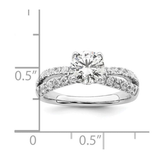 14k White Gold 5/8 carat Lab Grown Diamond VS/SI+ G+ 1 carat Center Round Semi Mount Engagement Ring