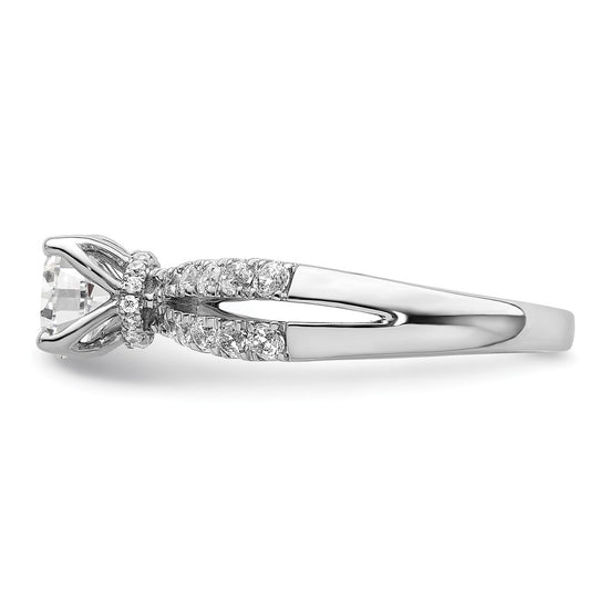 14k White Gold 5/8 carat Lab Grown Diamond VS/SI+ G+ 1 carat Center Cushion Semi Mount Engagement Ring