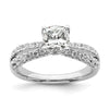 14k White Gold 5/8 carat Lab Grown Diamond VS/SI+ G+ 1 carat Center Cushion Semi Mount Engagement Ring