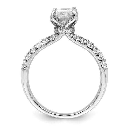 14k White Gold 5/8 carat Lab Grown Diamond VS/SI+ G+ 1 carat Center Oval Semi Mount Engagement Ring