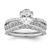 14k White Gold 5/8 carat Lab Grown Diamond VS/SI+ G+ 1 carat Center Oval Semi Mount Engagement Ring