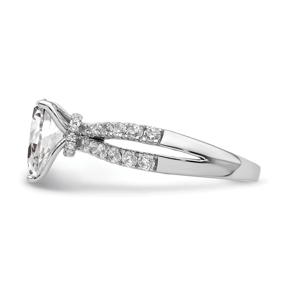 14k White Gold 5/8 carat Lab Grown Diamond VS/SI+ G+ 1 carat Center Pear Semi Mount Engagement Ring