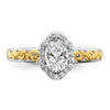 14k Two-tone Oval Vintage Halo Semi-Mount Engagement Ring